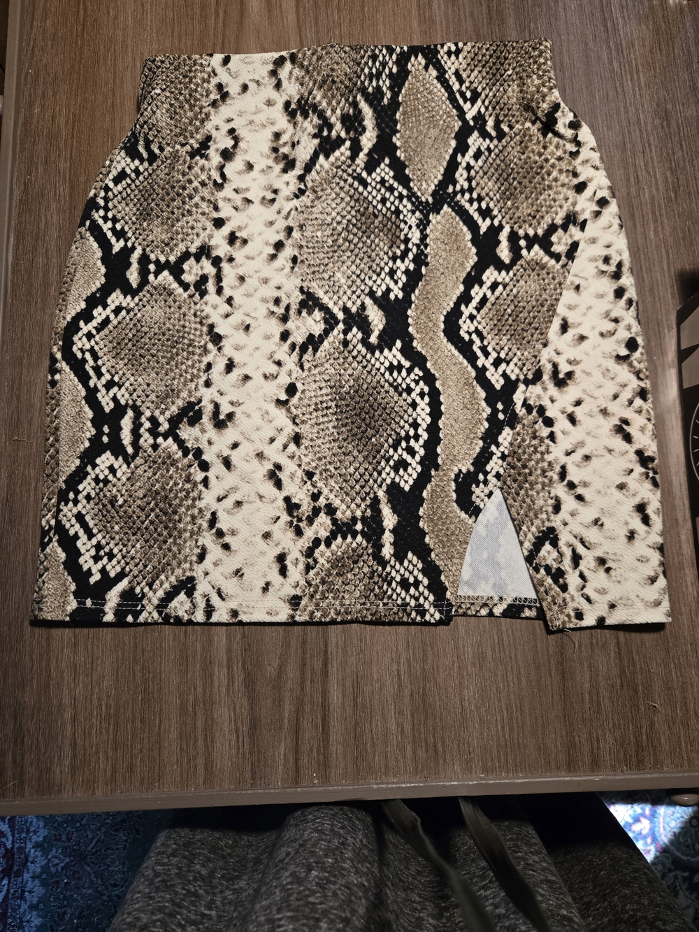 Snake Print Mini Skirt in Neutral Tones Size Small